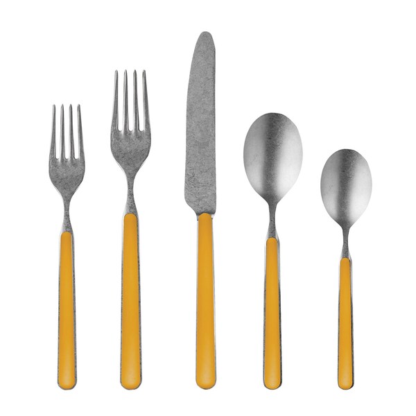 Mepra Fantasia Pewter Flatware Set - 20 Pieces - Mustard 10O722020P - main
