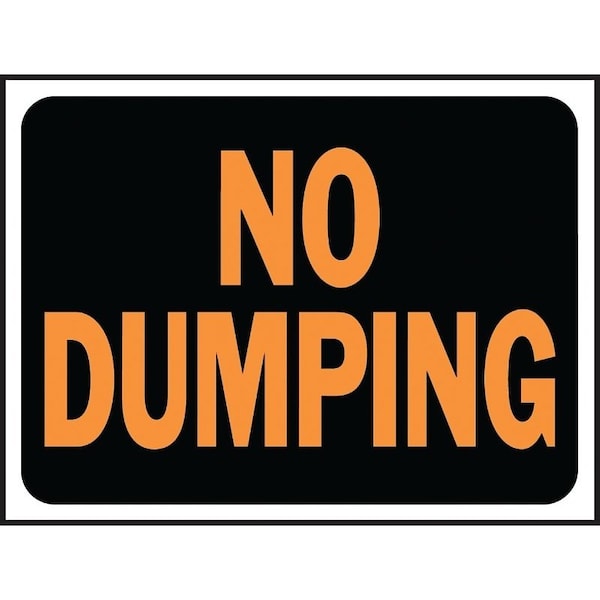 Hy-Ko Hy-Glo Series Identification Sign, Rectangular, NO DUMPING, Fluorescent Orange Legend, Black Background 3027 - main