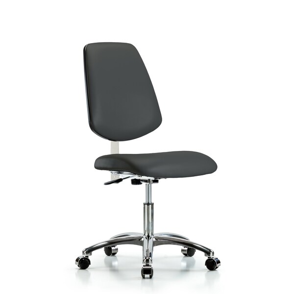 Blue Ridge Ergonomics Clean Room Chair Vin Desk Chair, Med, Bk, Cast, Gry, CL100, No Arms, 18" to 23" Height, Vinyl, Charcoal BR-NCR-VDHCH-MB-CR-T0-A0-CC-8605 - main