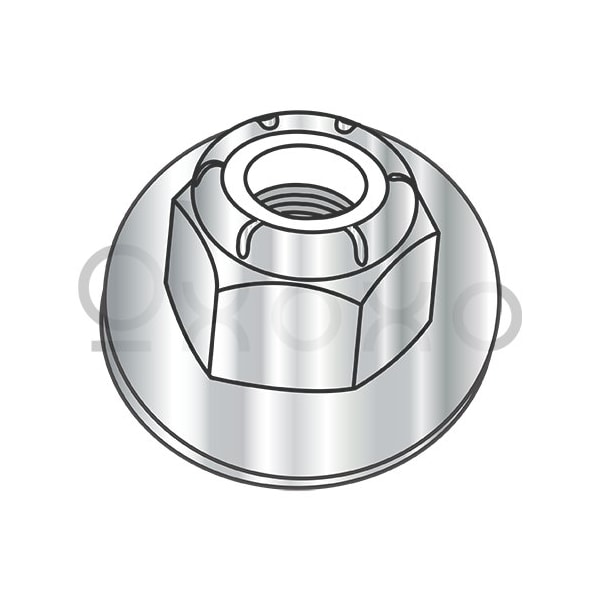 Oxoxo M6-1.0 Metric Din 6926 Hex Nylon Insert Flange Locknut Non-Serrated A2 Stainless Steel, 1000PK 593852 - main