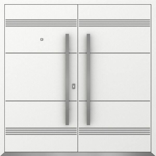 Vdomdoors Metal Double Doors Deux 1705 White Enamel Entry Modern Painted (W72xH96) Right hand Outswing DEUX1705DEXD-BEM-W72xH96-RH-O - main