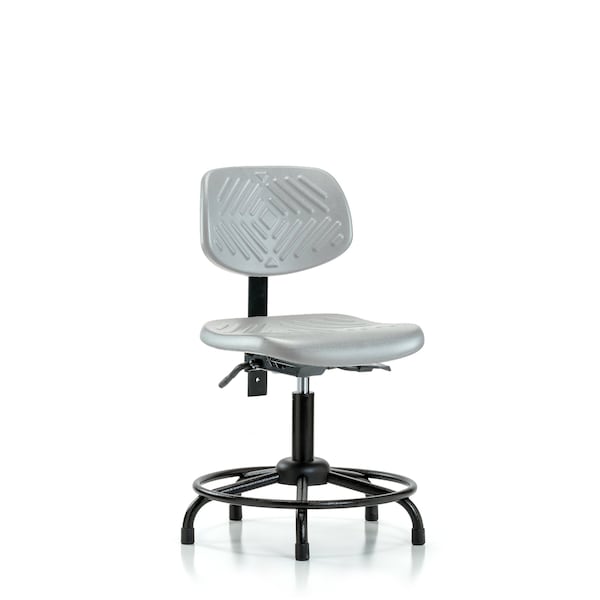 Blue Ridge Ergonomics Poly Chair with Round Tube Base - Desk Height with Medium Back & Stationary Glides in Gray Poly PDHCH-MB-RT-T0-A0-RG-GRY - main