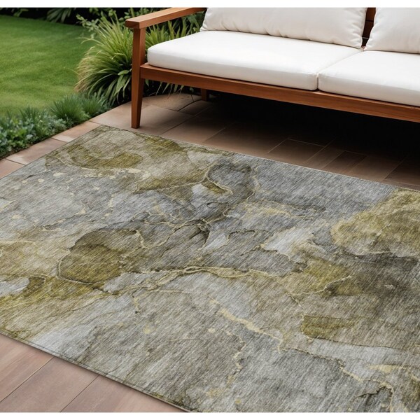 Homeroots 10' X 14' Taupe Brown And Gray Abstract Washable Indoor Outdoor Area Rug 581784 - main