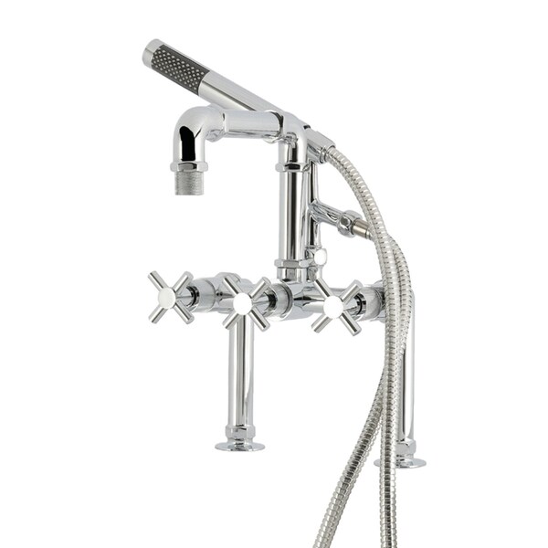 Kingston Brass 7" Center Deck-Mount Clawfoot Tub Faucet with Hand Shower, Polished Chrome AE6401DX - main