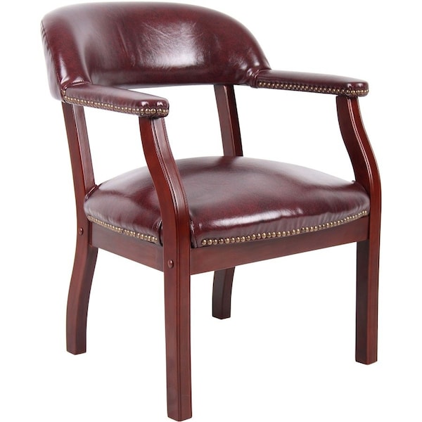 Boss Office Products Boss Conference Chair with Arms - Vinyl - Burgundy B9540-BY - main