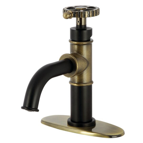 Kingston Brass One-Handle 1-Hole Bathroom Faucet with Deck Plate and Push Pop-Up Drain KSD2823CG - main