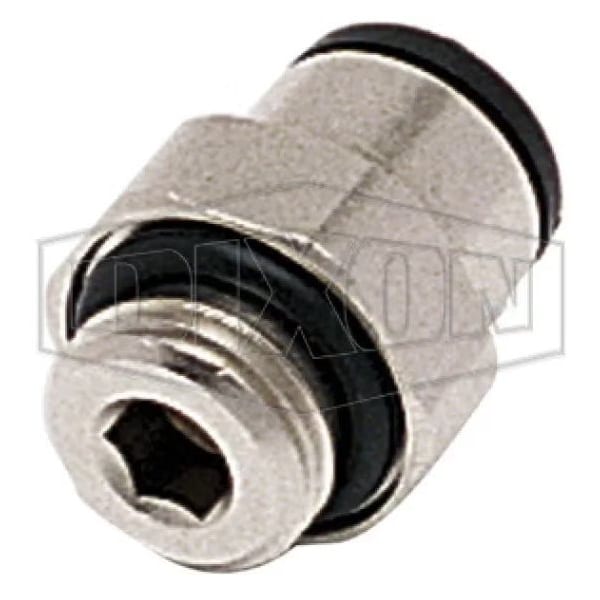 Dixon Push-In Connector, M5 x 6 mm Nominal, Tube, 290 psi Pressure, Brass, Domestic 31010619 - main