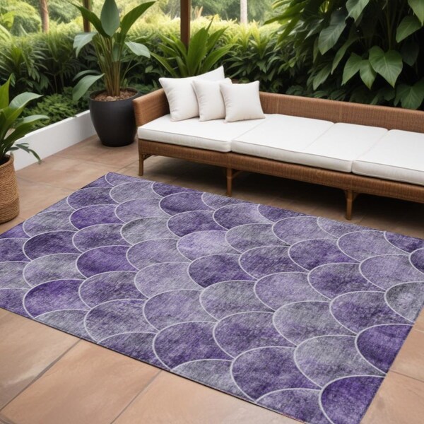 Homeroots 8' X 10' Purple Lilac And Lavender Abstract Washable Indoor Outdoor Area Rug 577682 - main