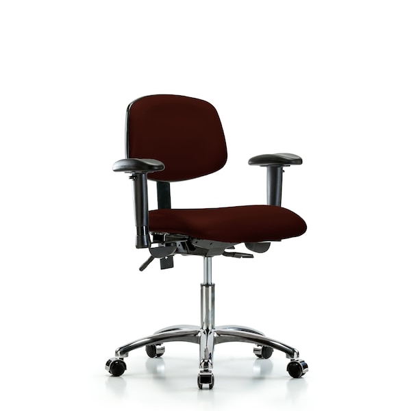 Blue Ridge Ergonomics Desk Chair Desk Chair, Vinyl, Chrome AA Casters, Burg, Adjustable Arms, 18" to 23" Height, Vinyl BR-VDHCH-CR-T0-A1-CC-8569 - main