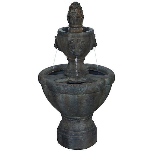 Pure Garden Outdoor Fountain with Lion Head Detail 50-0005 - main