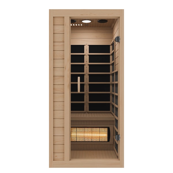 Steamspa 1-Person Carbon FAR Infrared Hemlock Wooden Indoor Sauna Room with LED Touch Control Panel SC-SS0013-GS - main