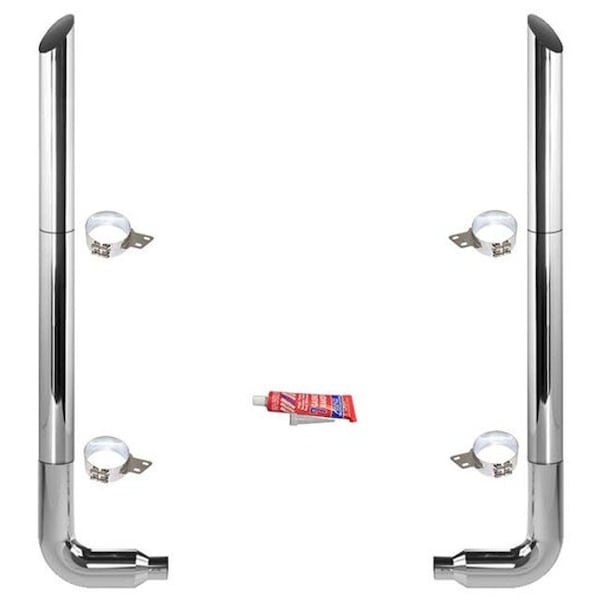 Ilc FREIGHTLINER CORONADO YEAR 2005 7-5 X 114 INCH CHROME EXHAUST KIT WITH MITER CUT STACKS Replacement FRTLNR CORONADO 2005 7-5 X 114 INCH CHR EXHAUST KI - main