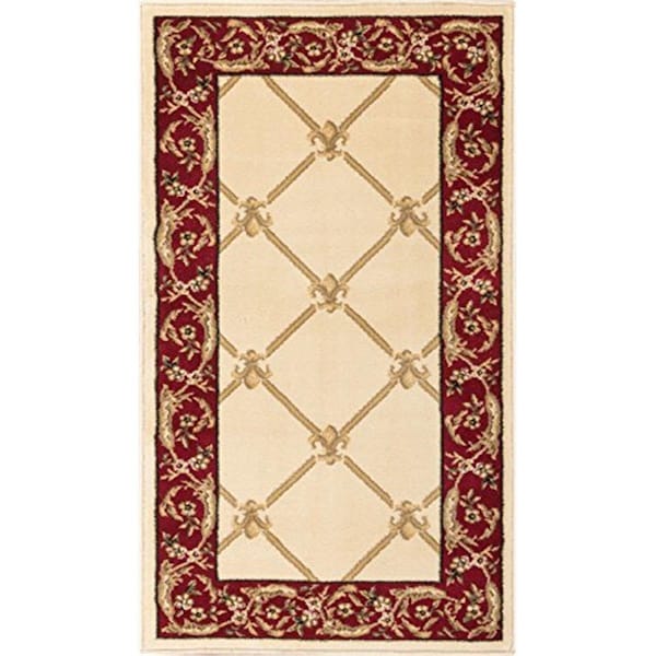 Infinity Home 2 ft. 3 in. x 3 ft. 11 in. Timeless Fleur De Lis Area Rug - Ivory 36223 - main