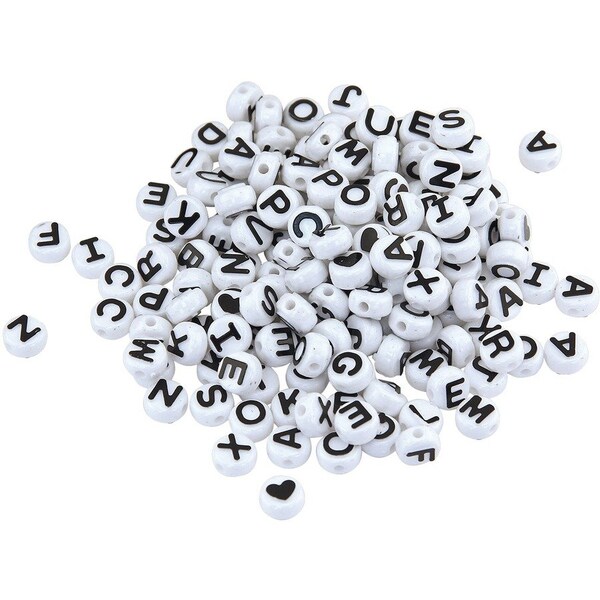 Hygloss Products ABC Beads, Black and White, PK900 69301 - main