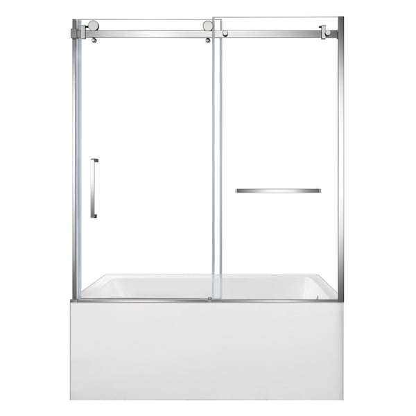 Kingston Brass 60" Acrylic Anti-Skid Alcove Right-Hand Drain Tub with Left Sliding Tub Door, White/Polished Chrome KVTAP6031R22T1 - main