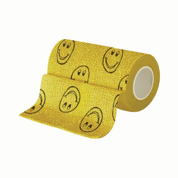 Jorgensen Laboratories JorWrap Cohesive Bandages - 4", Smiley Face Yellow J1625H - main