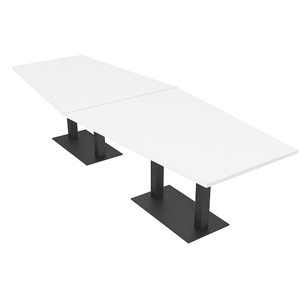 Skutchi Designs Hexagon Conference Table With Power Unit, 48 in W, 144 in L, White HAR-HEX.IR-48X144-DOU.BK-W960-NA - main