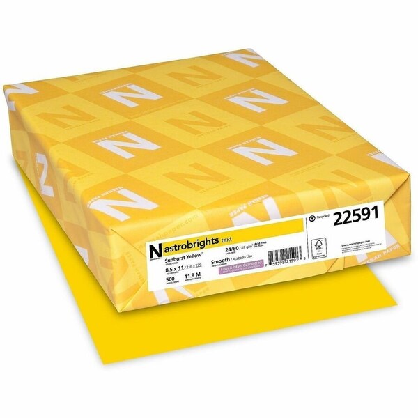 Astrobrights Laser, Inkjet Colored Paper Sunburst Yellow 30, Sun Yellow, 500PK WAU22591 - main