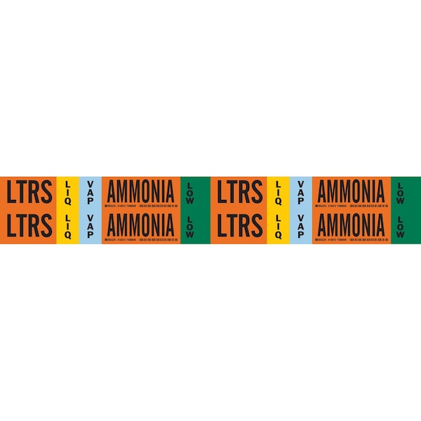 Brady LTRS LIQVAP AMMONIA LOW Pipe Marker, 1.125in H x 7in W, Card of 4 Each, 4PK 145910 - main