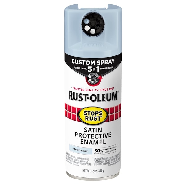 Rust-Oleum Spray Paint, Peaceful Blue, Satin, Solvent, 12 oz 376882 - main