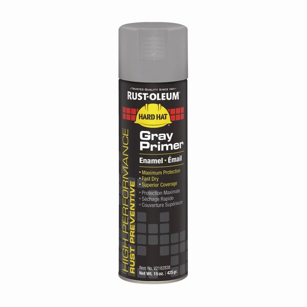 Rust-Oleum Hard Hat High Performance V2100 System Rust Preventive Enamel Spray Primer, Flat Gray, 15 oz, 6PK V2182838 - main