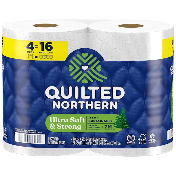 Quilted Northern Quilted Northern Ultra Soft & Strong Toilet Paper 4 Rolls 295 sheet 124.5 sq ft 94560 - main