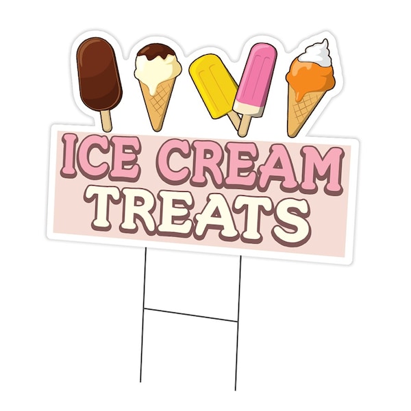 Signmission Ice Cream Treats Yard Sign & Stake outdoor plastic coroplast window, C-DC-1824-DS-Ice Cream Treats C-DC-1824-DS-Ice Cream Treats - main