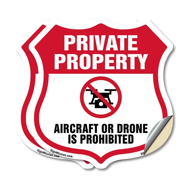 Signmission No Drone Shield Sign Aircraft Or Drone I, 12 inch X 12 inch, Vinyl Decal, 2PK SHI-D-2PACK-12-391 - main