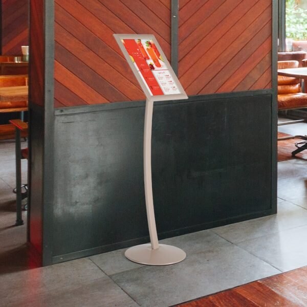 M&T Displays Pedestal Sign Holder Restaurant Menu Board Floor Standing 11 x 17 Pale Rose UCUMB40517X2000 - main