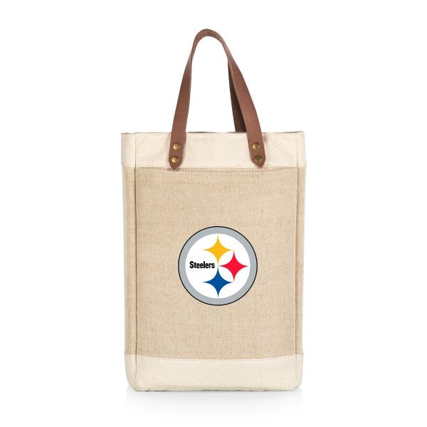 Picnic Time Family Of Brands NFL Pittsburgh Steelers - Pinot Jute 2 Bottle Insulated Wine Bag 539-02-187-254-2 - main