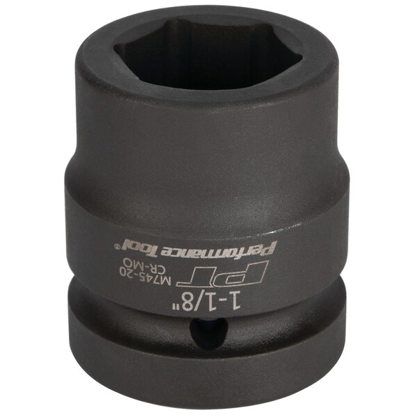 Performance Tool 1 in. Dr. 1-1/8 in. Impact Socket, Chrome Moly, Black Phosphate M745-20 - main