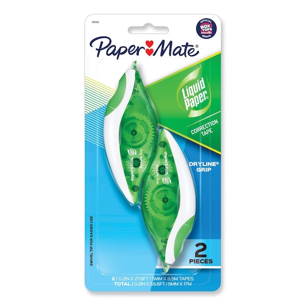 Paper Mate DryLine Grip Correction Tape, Non-Refillable, 1/5" x 335", PK2 662415 - main