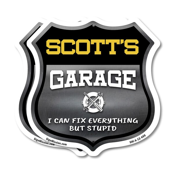 Signmission Scott's Garage I Can Fix Everything But Stupid, 12 inch X 12 inch, Plastic Sign, 2PK SHI-P-2PACK-12-490-SCOTT - main