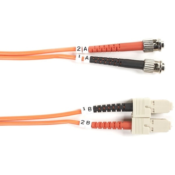 Black Box OM2 50/125 Multimode Fiber Optic Patch Cable - OFNR PVC, ST to SC, Orange, 3-m 9.8-ft. FO50-003M-STSC - main