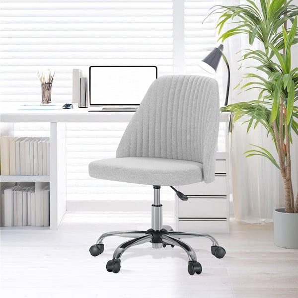 Yssoa Simple Deluxe Armless Office Desk Chair, Modern Cute Swivel Vanity Chair Comfy Home Office Chairs w 3A88HKCHAIROFFICEGRY01 - main