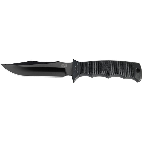 Sog Fixed Blade Knife, Black, Steel, Straight E37SN-CP - main
