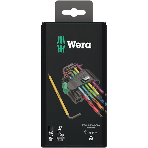 Wera 967/9 TX BO Multicolour 1 SB L-key set for tamper-proof TORX screws, BlackLaser, 9 pieces 5073599001 - main