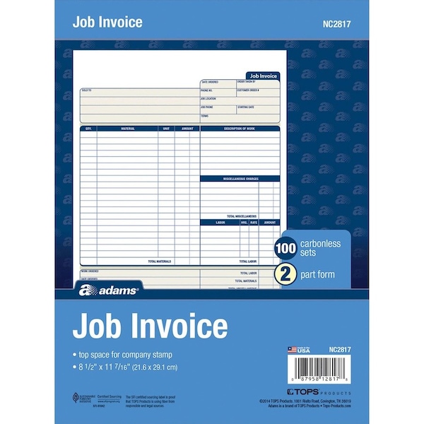 Adams Invoice, Job ABFNC2817 - main