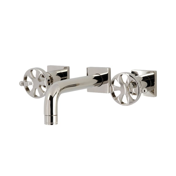 Kingston Brass Double-Handle Wall Mount Bathroom Faucet, Polished Nickel KS6126RX - main