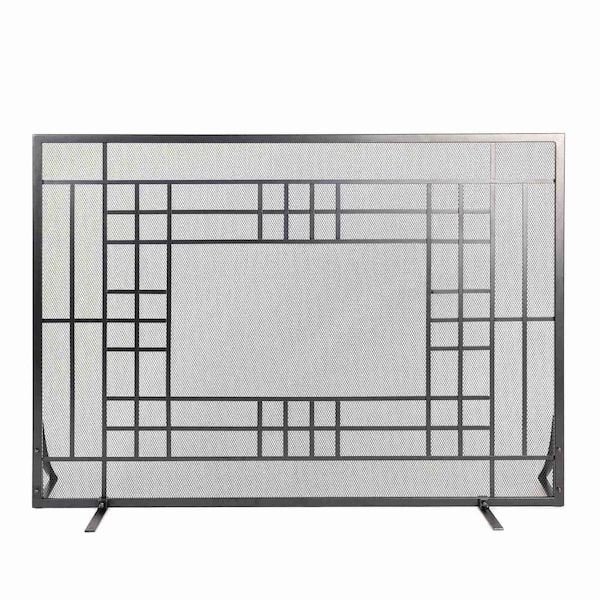 Lavish Home Fireplace Screen Single Panel Gate with Protective Mesh Spark Guard for Fire Place 80-FPSR-15 - main