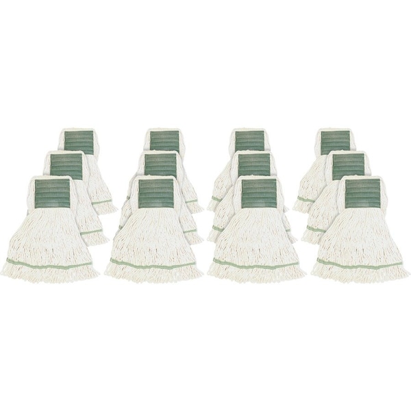 Genuine Joe Wide Band Loop Mophead - Medium - Synthetic Blend - White, 12PK GJOMWH5BCT - main