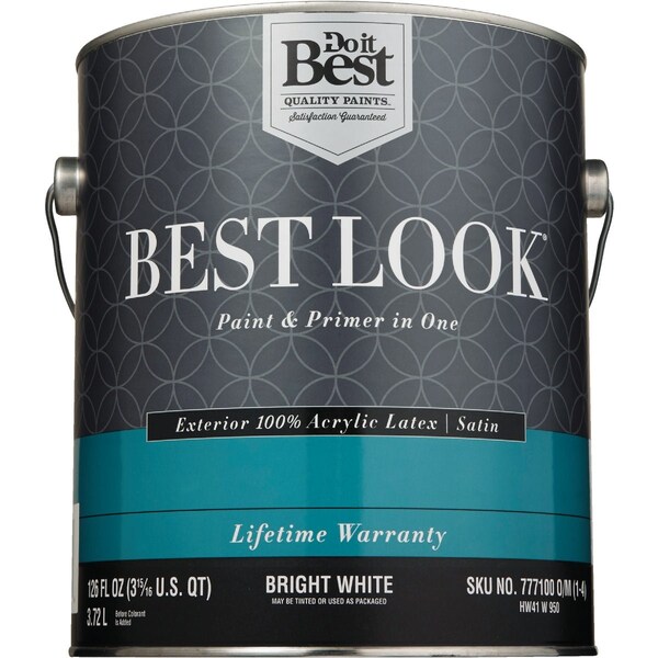 Do It Best 100% Acrylic Latex Premium Paint & Primer In One Satin Exterior House Paint Bright Wht 1 Gal. HW41W0950-16 - main
