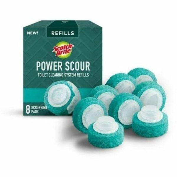 Scotch-Brite Power Scour Series Disposable Scrubbing Pad, Polyethylene, Teal, 8PK 559-PS-RF-6 - main