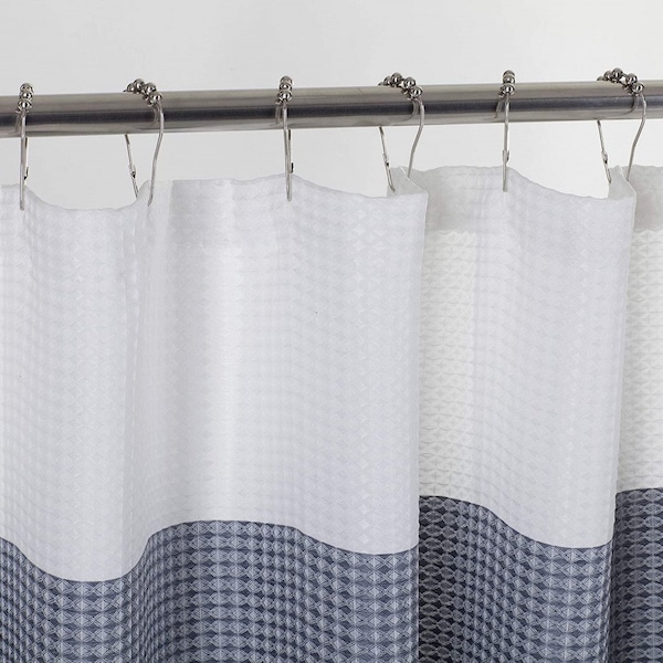 Homeroots 72" White And Blue Striped Shower Curtain 484076 - main