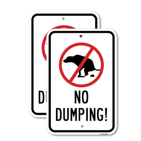Signmission No Dumping With Dog Graphic, 18'' X 24'' 2 Signs, Heavy Gauge Aluminum, 2PK A-1824-2PACK-25087 - main