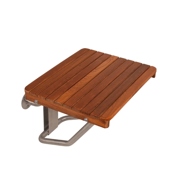 Homeroots 14" X 20" Brown Teak Rectangular Shower Bench 549333 - main