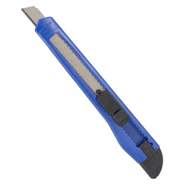 Vulcan Utility Knife, 3-7/8 in L Blade, 5/8 in W Blade, High Impact Plastic Handle, Blue/Black Handle JL54319 - main