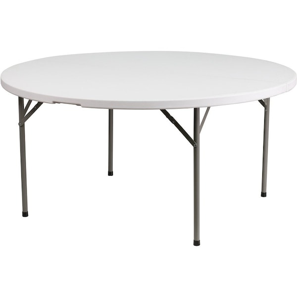 Flash Furniture Round Wh 60Rnd Plastic Fold Table, 60.75" W, 60.75" L, 29.25" H, Plastic Top, White DAD-YCZ-1-GW-GG - main