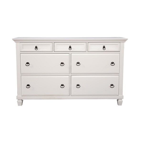 Homeroots 62" White Solid Wood Seven Drawer Double Dresser 524108 - main