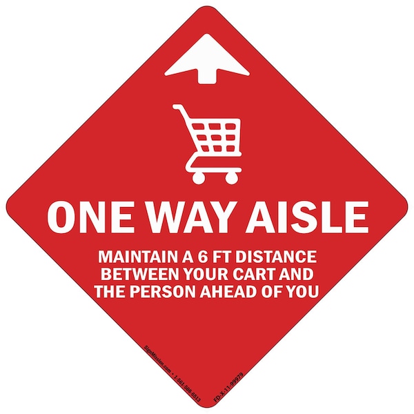 Signmission One Way Aisle Non-Slip Floor Graphic, 11" x 11", FD-2-X-11-99979 FD-2-X-11-99979 - main